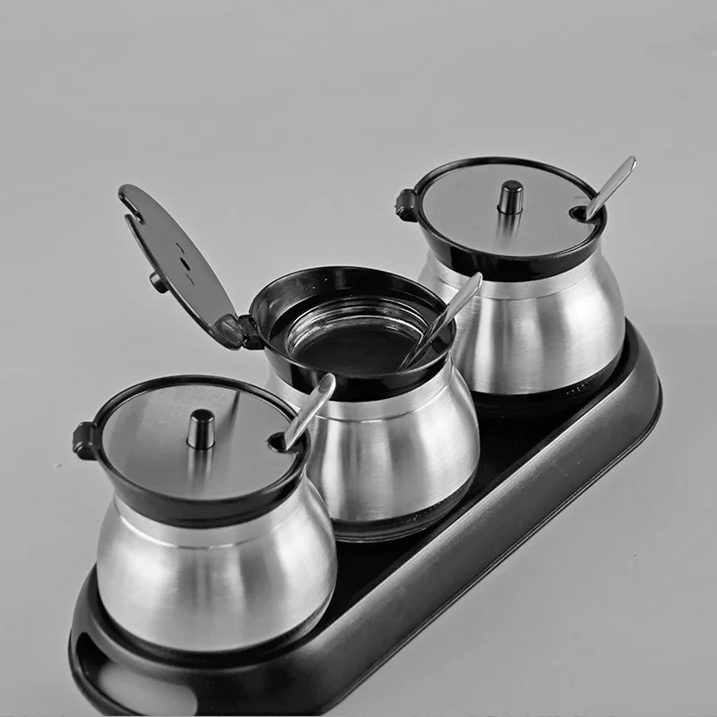 Stainless Steel Glass Seasoning Jar Set Spice Container Kitchen Supplies Salt Shaker Three-piece Suit Box
Stainless Steel Glass Seasoning Jar Set Spice Container Kitchen Supplies Salt Shaker Three-piece Suit Box