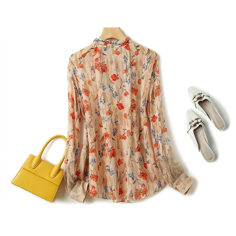 Tcyeek, 100%Real Silk Elegant Shirt, Women Hollow Out Floral, Bow French Commute Blouses, 2024 Summer Autumn Tops T48006QC
Tcyeek, 100%Real Silk Elegant Shirt, Women Hollow Out Floral, Bow French Commute Blouses, 2024 Summer Autumn Tops T48006QC
