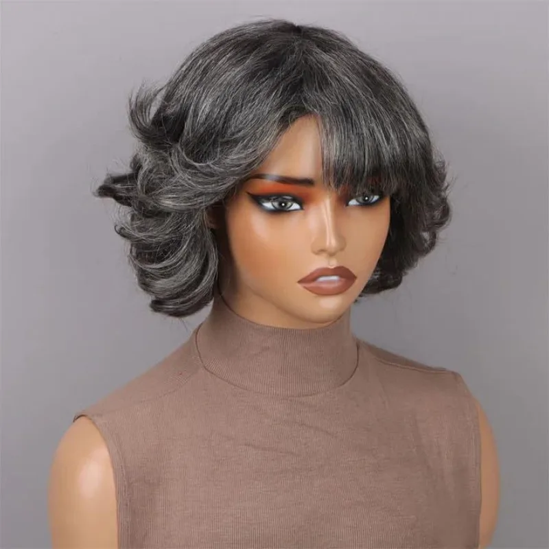 8 Inch 150% Density Full Machine Made 100% Human Hair Wig Short Curly Gray Bob Glueless Wig with Bangs for Women Daily Wear
8 Inch 150% Density Full Machine Made 100% Human Hair Wig Short Curly Gray Bob Glueless Wig with Bangs for Women Daily Wear