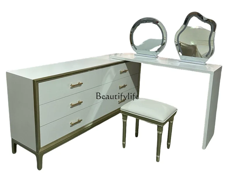 Simple and beautiful light luxury bedroom chest makeup integrated cream style makeup table bedroom furniture
Simple and beautiful light luxury bedroom chest makeup integrated cream style makeup table bedroom furniture
