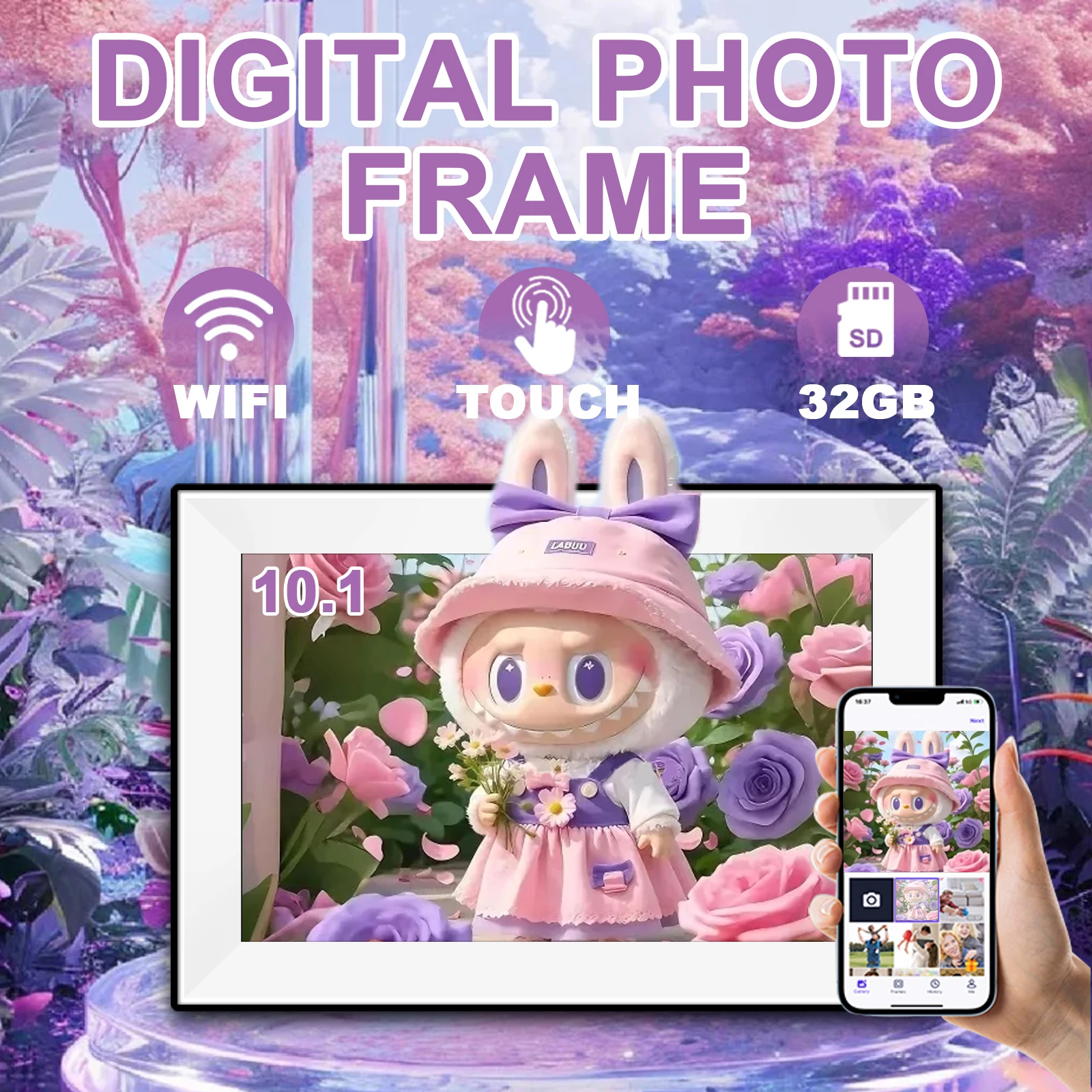 Digital Picture Frame 10.1 Inch 32GB Smart WiFi Digital Photo Frame with 1280x800 IPS HD Touch Screen Wall Mountable
Digital Picture Frame 10.1 Inch 32GB Smart WiFi Digital Photo Frame with 1280x800 IPS HD Touch Screen Wall Mountable
