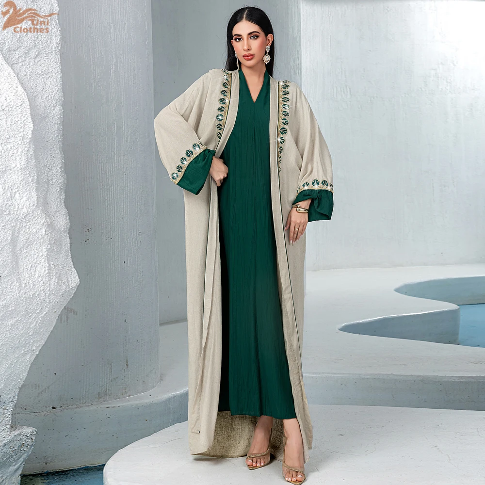 Ramadan Muslim Women Kimono Long Dress 2 Piece Set Eid Djellaba Dubai Abaya Turkey Kaftan Islam Clothing Morocco Caftan Vestidos
Ramadan Muslim Women Kimono Long Dress 2 Piece Set Eid Djellaba Dubai Abaya Turkey Kaftan Islam Clothing Morocco Caftan Vestidos