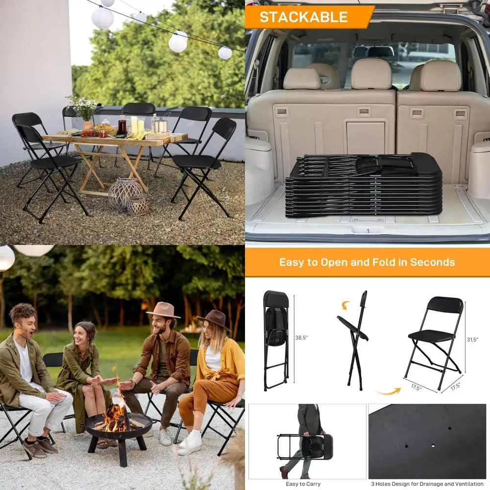 Durable Plastic Folding Chairs, 330-lb Capacity, Ideal for Indoor & Outdoor Use, Great for Weddings, Parties, and Events
Durable Plastic Folding Chairs, 330-lb Capacity, Ideal for Indoor & Outdoor Use, Great for Weddings, Parties, and Events