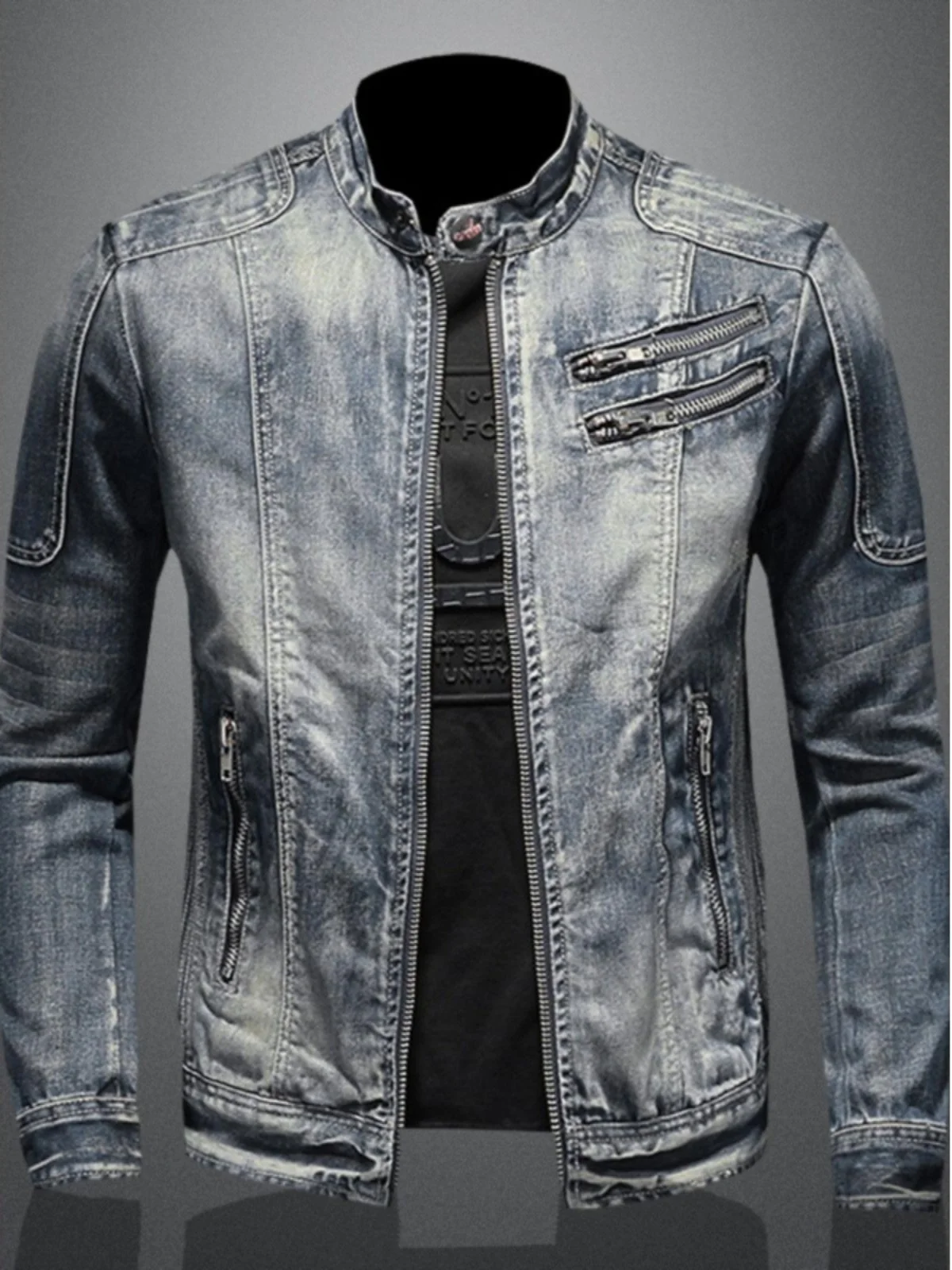 Vm Men's Slim Fit Motorcycle Jaet Zipper Workwear Denim Coat Faion Urban Sle Spring Autumn Cotton Blend
Vm Men's Slim Fit Motorcycle Jaet Zipper Workwear Denim Coat Faion Urban Sle Spring Autumn Cotton Blend