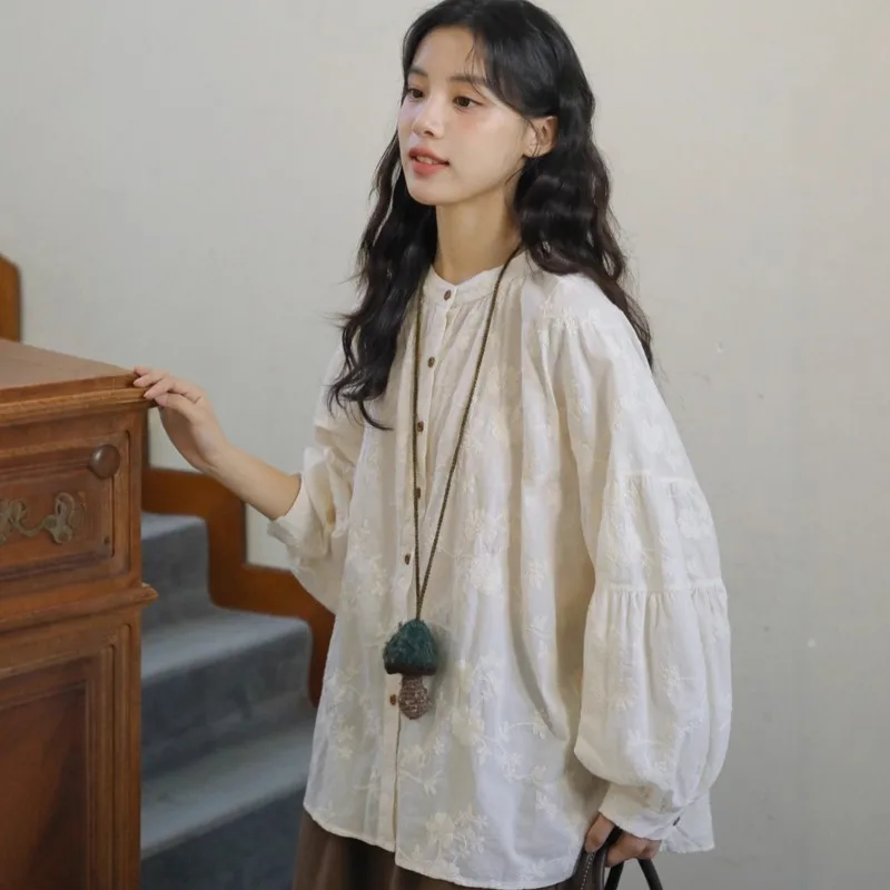 Johnature Forest Style New Embroidered Pure Cotton Shirt For Women Spring French Retro Casual Women Tops
Johnature Forest Style New Embroidered Pure Cotton Shirt For Women Spring French Retro Casual Women Tops