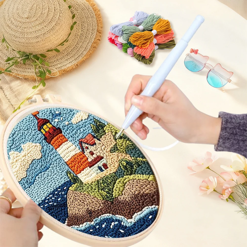 20X20CM Sailing Lighthouse Scenery Punch Needle Frame Modern Artwork Cloth For Punch Needle Gift Beginner Embroidery Kit
20X20CM Sailing Lighthouse Scenery Punch Needle Frame Modern Artwork Cloth For Punch Needle Gift Beginner Embroidery Kit