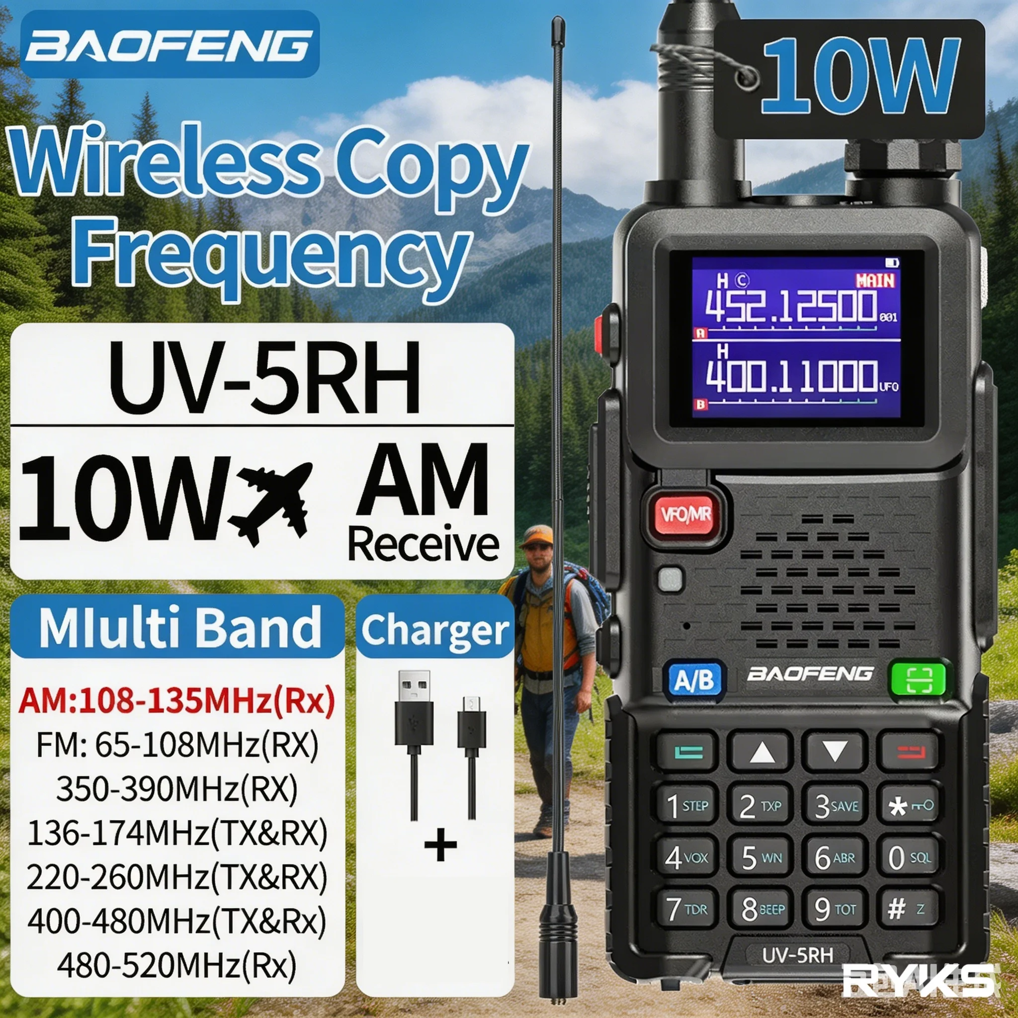 BAOFEN UV-5RH 10W Ham Radio 6 Band DTMF Efficient Dispatch 2500mAh Type-C Intercom For Forest Hiking Off-Road Expedition
BAOFEN UV-5RH 10W Ham Radio 6 Band DTMF Efficient Dispatch 2500mAh Type-C Intercom For Forest Hiking Off-Road Expedition