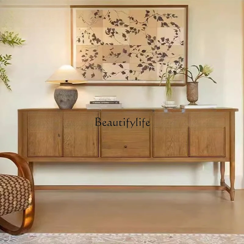 American retro French medieval solid wood storage tea cabinet living room against the wall entrance door
American retro French medieval solid wood storage tea cabinet living room against the wall entrance door