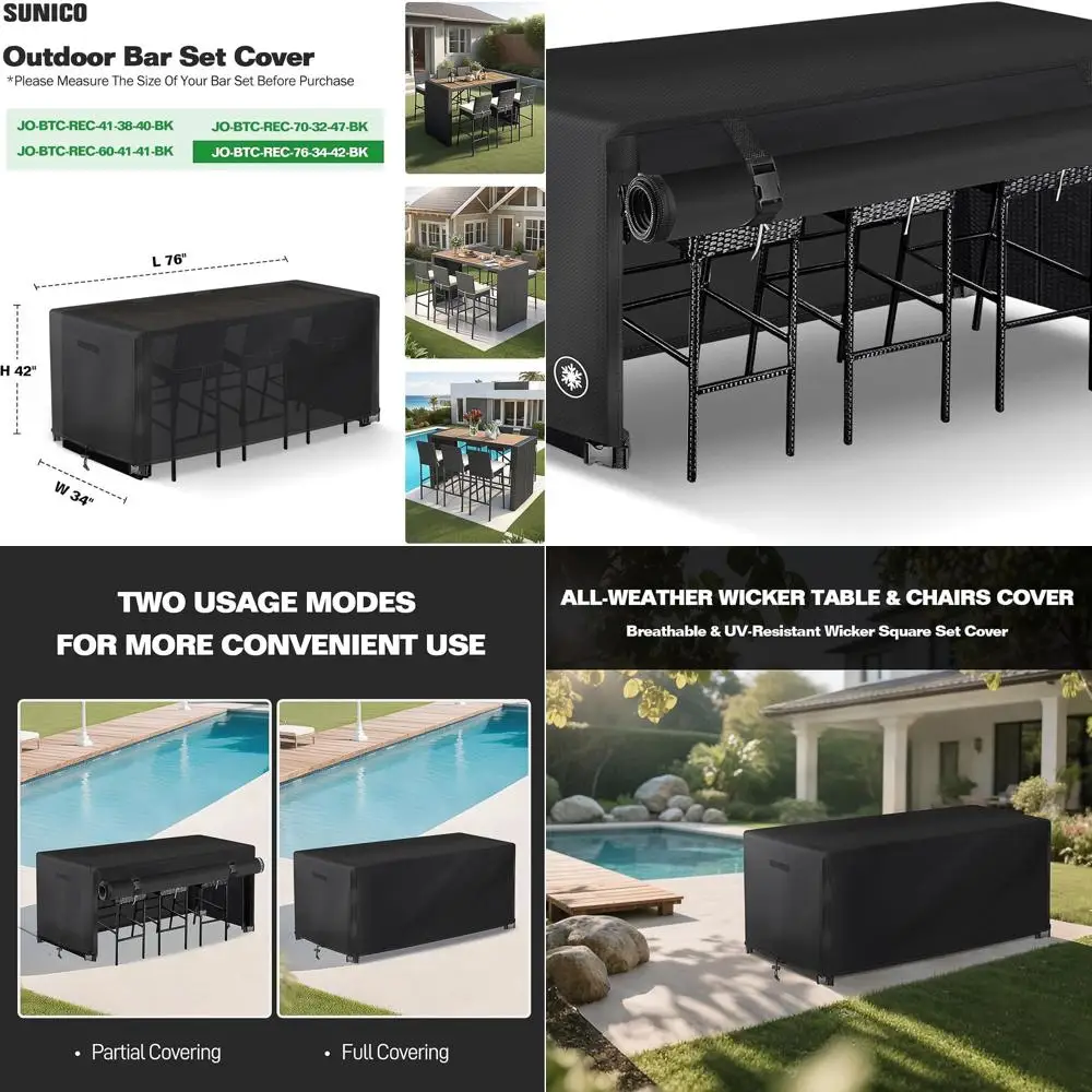 Сверхмощный 600D Оксфордский чехол для обеденного набора из 7 предметов для уличного бара, разделенная молния, подходит для плетеного набора 76x34x42
Сверхмощный 600D Оксфордский чехол для обеденного набора из 7 предметов для уличного бара, разделенная молния, подходит для плетеного набора 76x34x42