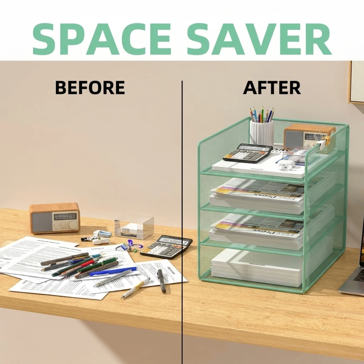 Reinforced Metal Frame Desk Organizer –2/3/4Tier Options,Breathable Mesh,Easy Access, Maximize Workspace,Home Office Essential
Reinforced Metal Frame Desk Organizer –2/3/4Tier Options,Breathable Mesh,Easy Access, Maximize Workspace,Home Office Essential