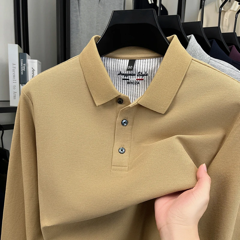 Мужская новая осенняя стильная футболка из 100% чистого хлопка с длинными рукавами и воротником-стойкой, однотонная рубашка-поло, высококачественная повседневная мужская одежда
Мужская новая осенняя стильная футболка из 100% чистого хлопка с длинными рукавами и воротником-стойкой, однотонная рубашка-поло, высококачественная повседневная мужская одежда