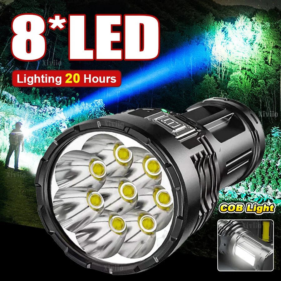 Мощный фонарь с 8 светодиодами, встроенный аккумулятор 18650, перезаряжаемый фонарь, портативный прожектор для улицы с COB-подсветкой
Мощный фонарь с 8 светодиодами, встроенный аккумулятор 18650, перезаряжаемый фонарь, портативный прожектор для улицы с COB-подсветкой