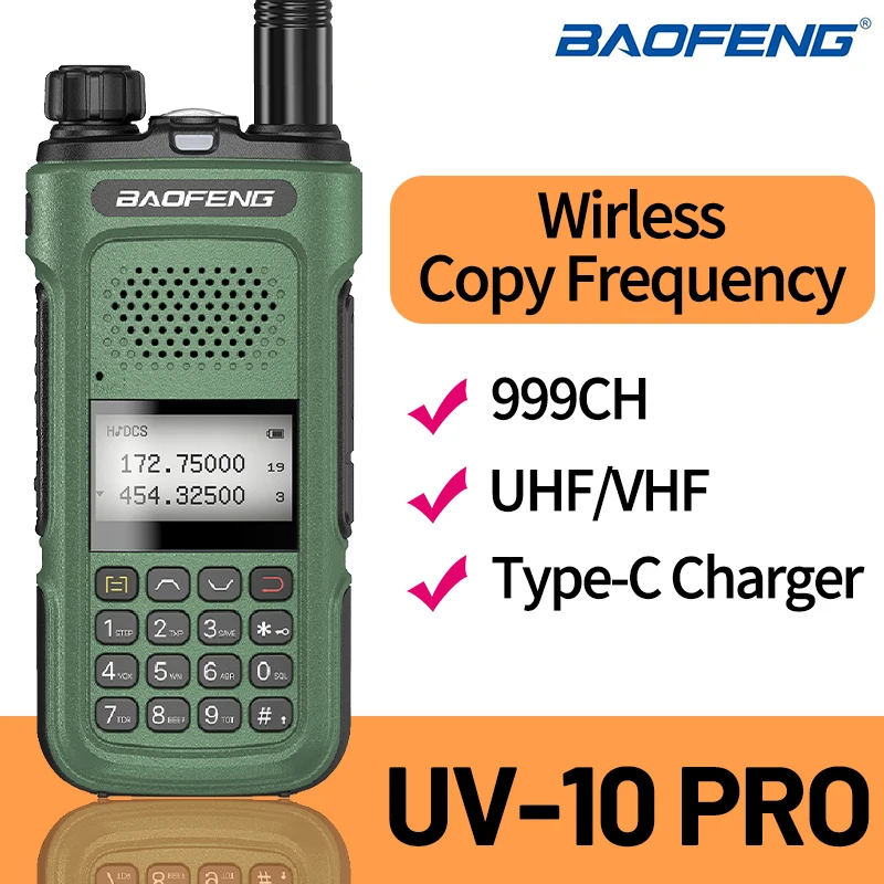 Baofeng UV-10R Pro Type-C Charger Walkie Talkie Two Way Radio Dual Band V/UHF 999CH Handheld For Camping Hunting Hiking Travel
Baofeng UV-10R Pro Type-C Charger Walkie Talkie Two Way Radio Dual Band V/UHF 999CH Handheld For Camping Hunting Hiking Travel