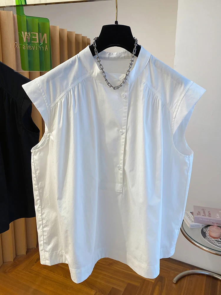2025 New Korean Version Loose Casual Pleated Sleeveless Shirt for Women's Summer White Plus Size Round Neck Temperament Top C91
2025 New Korean Version Loose Casual Pleated Sleeveless Shirt for Women's Summer White Plus Size Round Neck Temperament Top C91