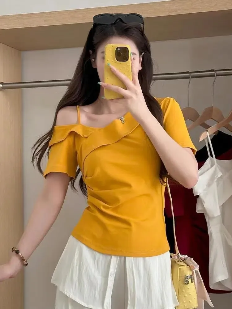 plus Size Women's T-Shirt Casual Style Short Sleeve Shoulder Baring Design Slimming Top for Summer Fashion Pure Desire Style
plus Size Women's T-Shirt Casual Style Short Sleeve Shoulder Baring Design Slimming Top for Summer Fashion Pure Desire Style