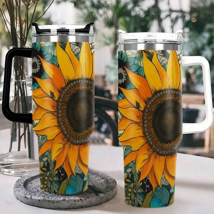1pc 40oz Sunflower Design Stainless Steel Tumbler Double-Walled ulated, Leak Proof, Stainless Steel 304, Ideal For Cold Beverag
1pc 40oz Sunflower Design Stainless Steel Tumbler Double-Walled ulated, Leak Proof, Stainless Steel 304, Ideal For Cold Beverag