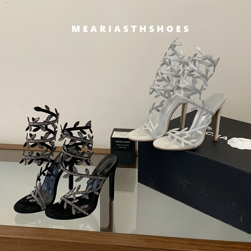 black Summer Fashion Crystal Leaf Ankle Snake Twine Around Strap Sandals Women Party Prom Shoes Sexy Square Toe Stripper Heels
black Summer Fashion Crystal Leaf Ankle Snake Twine Around Strap Sandals Women Party Prom Shoes Sexy Square Toe Stripper Heels