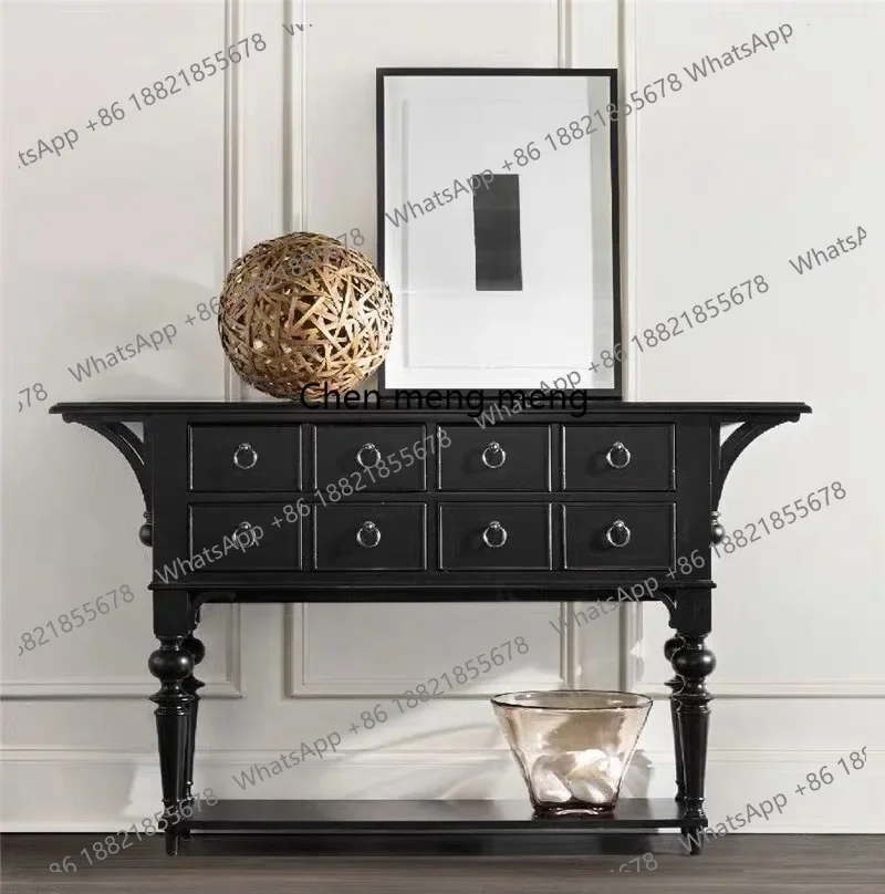 American solid wood retro entrance cabinet French black old living room side cabinet European simple locker
American solid wood retro entrance cabinet French black old living room side cabinet European simple locker