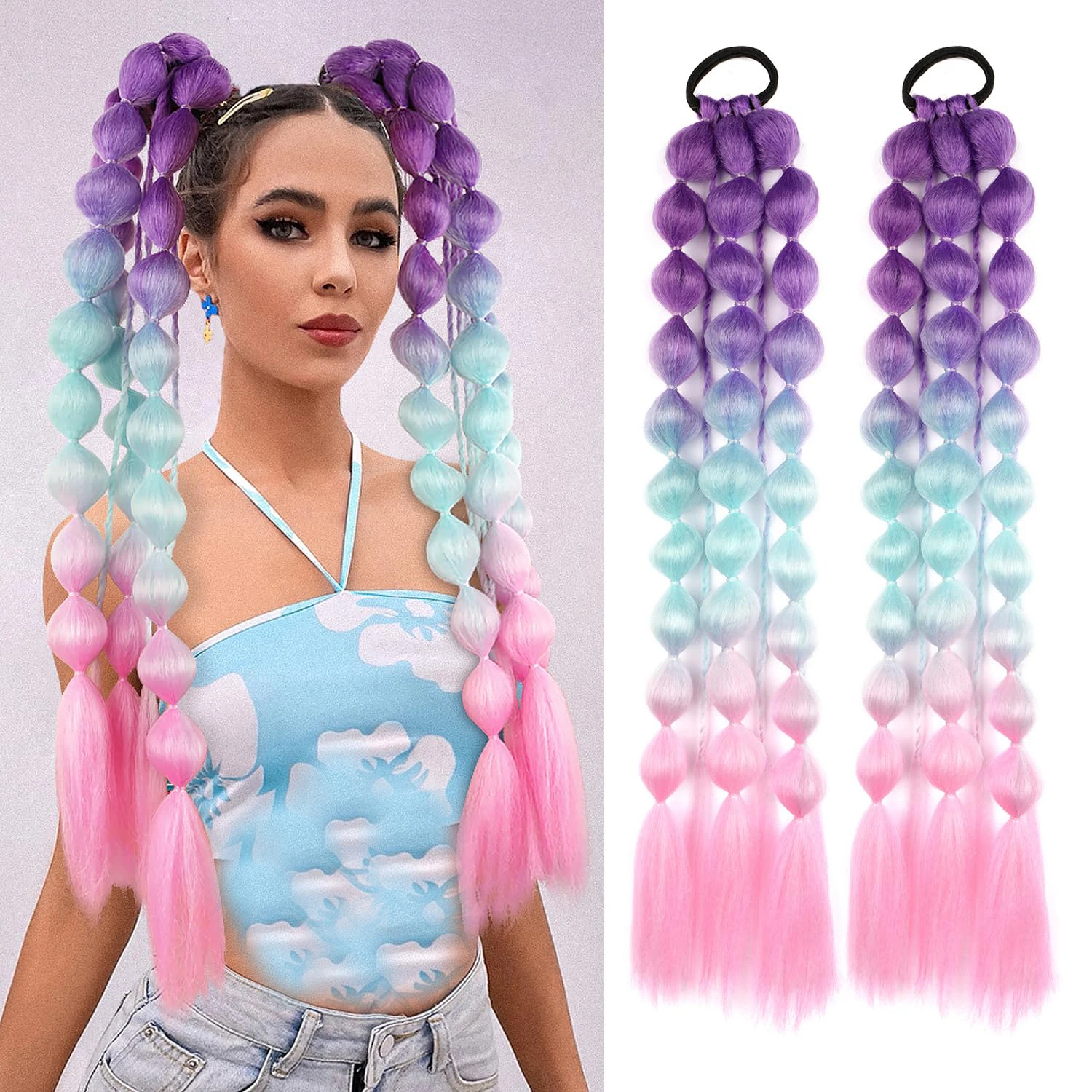 2 Pcs 22 Inch Lightweight Bubble Ponytail Extensions, Colored Braids Hair Extensions with Hair Tie, Crazy Hair Day, Synthetic
2 Pcs 22 Inch Lightweight Bubble Ponytail Extensions, Colored Braids Hair Extensions with Hair Tie, Crazy Hair Day, Synthetic