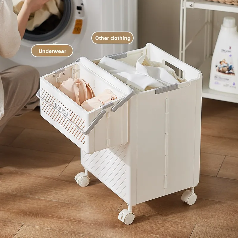 Dirty clothes basket handcart, clothes classification storage basket, portable dirty clothes basket, pulley miscellaneous basket
Dirty clothes basket handcart, clothes classification storage basket, portable dirty clothes basket, pulley miscellaneous basket
