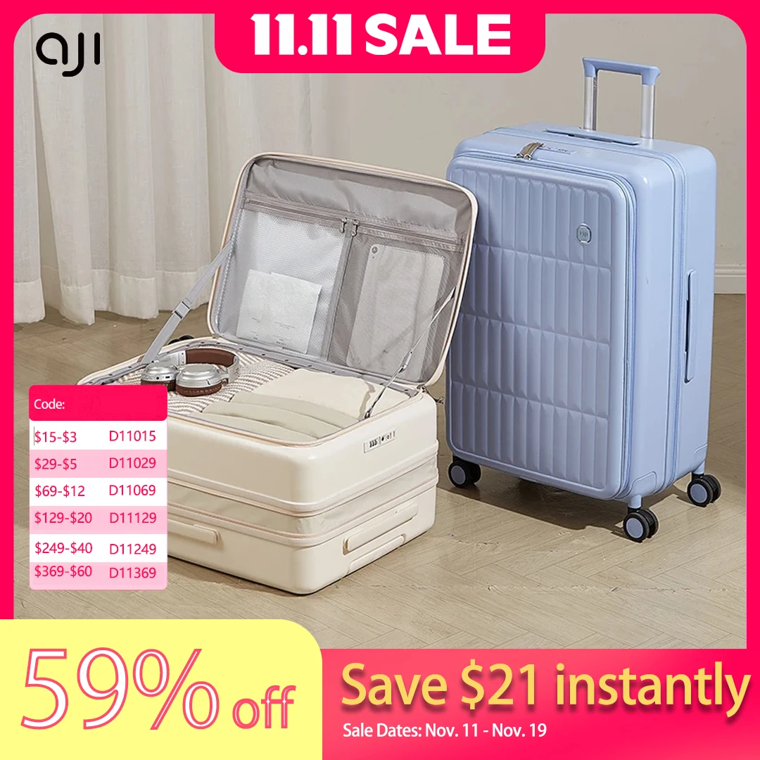 AJI женский чемодан для путешествий, модный чемодан с боковым отверстием для ручной клади, расширяющаяся вместимость, чемодан на колесиках для мужчин 20, 24, 26 дюймов
AJI женский чемодан для путешествий, модный чемодан с боковым отверстием для ручной клади, расширяющаяся вместимость, чемодан на колесиках для мужчин 20, 24, 26 дюймов