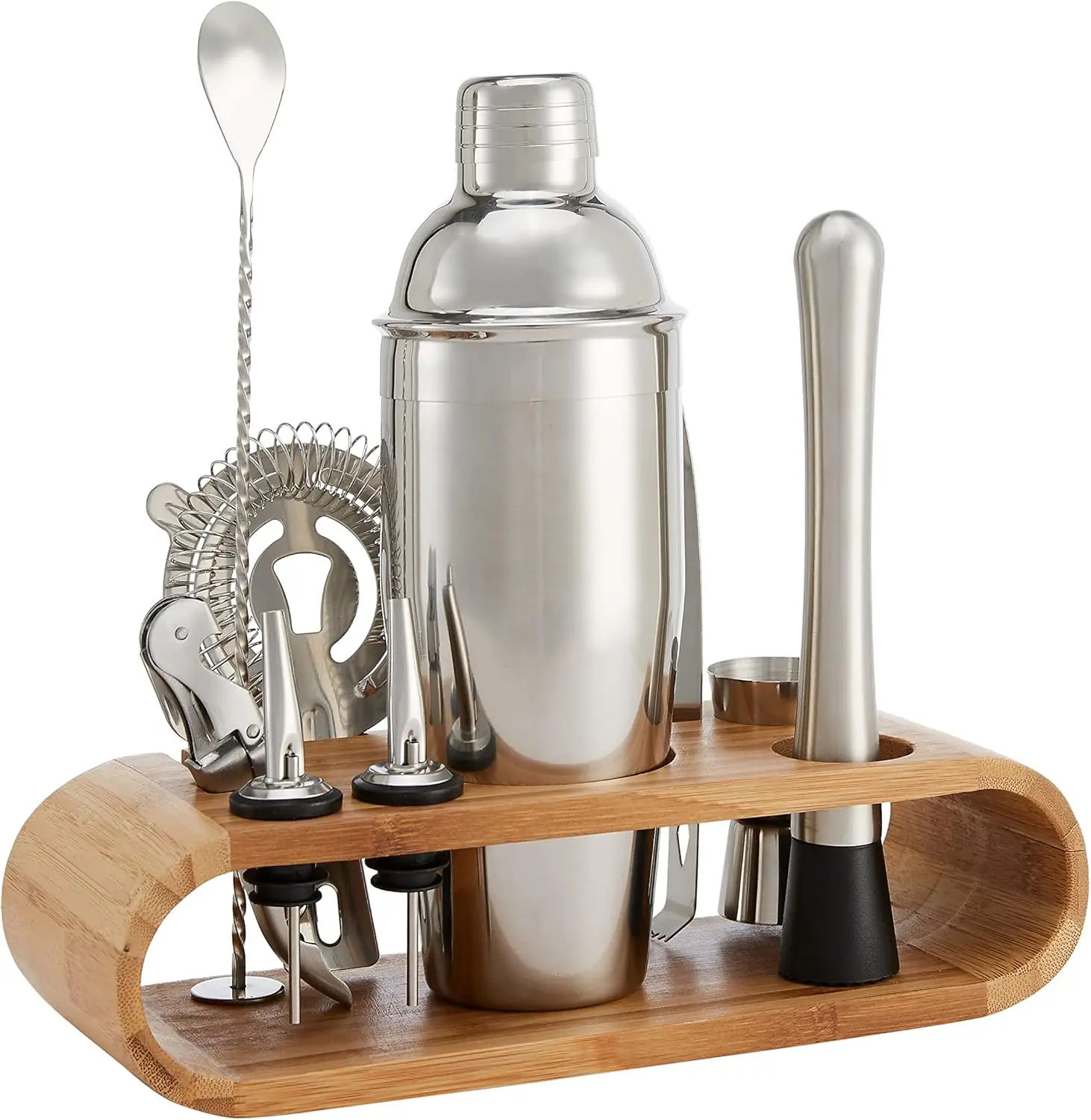 Stainless Steel Cocktail Shaker Bar Tool Set 10-Piece with Bamboo Stand, Home Bar Drink Mixing Accessories, Dishwasher Safe
Stainless Steel Cocktail Shaker Bar Tool Set 10-Piece with Bamboo Stand, Home Bar Drink Mixing Accessories, Dishwasher Safe