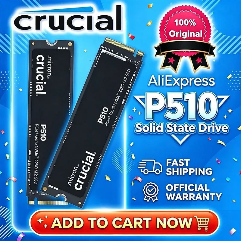 Crucial P510 1TB NVMe SSD 2TB Gen5 NVMe SSD,PCIe 5.0 M.2 2280 SSD, Internal Solid State Drive, Compatible with Laptop, Desktop
Crucial P510 1TB NVMe SSD 2TB Gen5 NVMe SSD,PCIe 5.0 M.2 2280 SSD, Internal Solid State Drive, Compatible with Laptop, Desktop