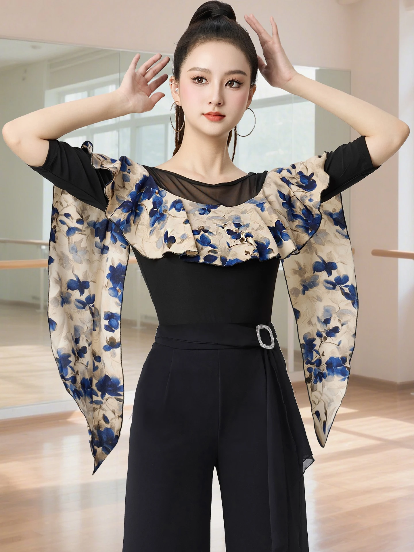 Half Sleeve Mesh Print Top Latin Dance Top Women's Clothes National Standard Chacha Rumba Tango Modern Dance Costumes DQL11217
Half Sleeve Mesh Print Top Latin Dance Top Women's Clothes National Standard Chacha Rumba Tango Modern Dance Costumes DQL11217