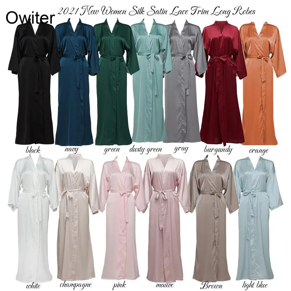 Ladies Long Silk Satin Robe Home Clothes Bride Morning Robe Elastic Silken Robe Summer Home Comfortable Sleepwear Women
Ladies Long Silk Satin Robe Home Clothes Bride Morning Robe Elastic Silken Robe Summer Home Comfortable Sleepwear Women