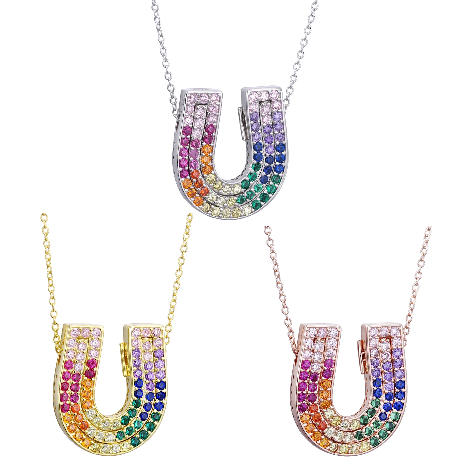 925 Sterling Silver Horseshoe Pendant Necklaces Lucky Rainbow CZ U Magnet Pendant High Quality 18K Gold Plate High-end Luxu Best
925 Sterling Silver Horseshoe Pendant Necklaces Lucky Rainbow CZ U Magnet Pendant High Quality 18K Gold Plate High-end Luxu Best