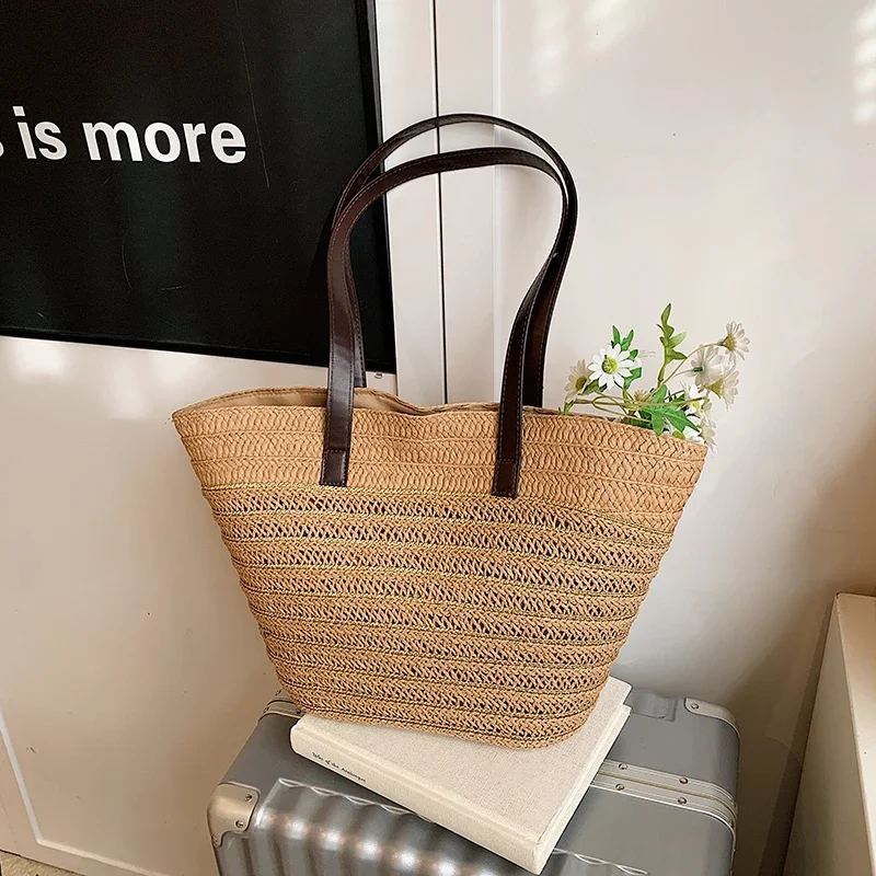 Women's Large Capacity Shoulder Bag Summer Straw Woven Basket Handbag Fashion Female Luxury Designer Beach Bag Bali Shopper Tote
Women's Large Capacity Shoulder Bag Summer Straw Woven Basket Handbag Fashion Female Luxury Designer Beach Bag Bali Shopper Tote