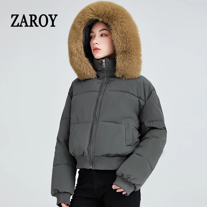 ZAROY Luxury Fur Collar Winter Cotton Women's Jacket Hooded Short Coat Casual Pocket Zipper Parkas Design Outwear пальто
ZAROY Luxury Fur Collar Winter Cotton Women's Jacket Hooded Short Coat Casual Pocket Zipper Parkas Design Outwear пальто