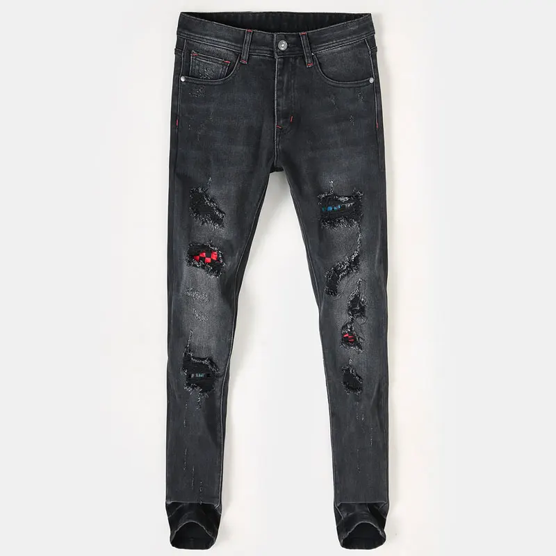 Street Fashion Men Jeans Retro Black Gray Stretch Slim Fit Ripped Jeans Men Patched Designer Hip Hop Vintage Denim Pants Hombre
Street Fashion Men Jeans Retro Black Gray Stretch Slim Fit Ripped Jeans Men Patched Designer Hip Hop Vintage Denim Pants Hombre
