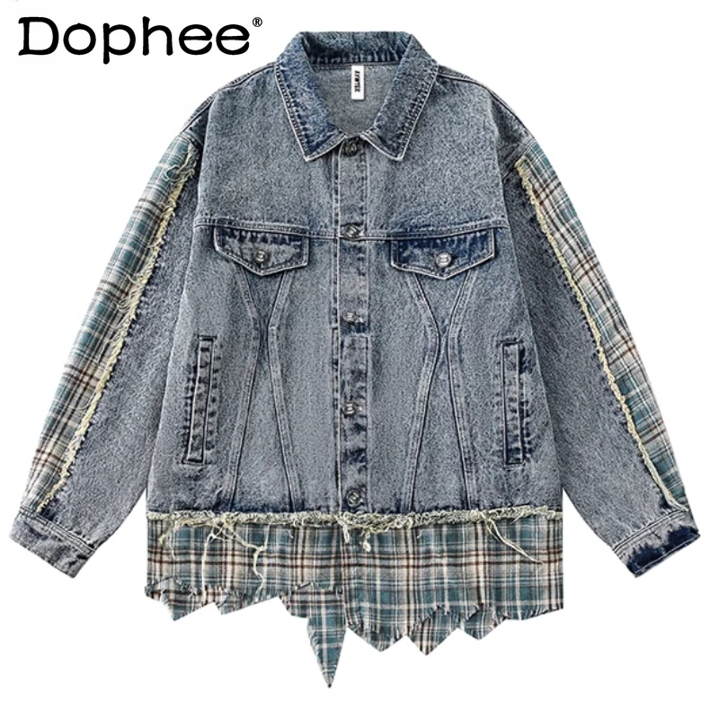 Trendy Stitching Plaid Denim Jackets Men and Women 2025 Spring Autumn New Long Sleeve Chic Top Hem Tassels Irregular Denim Coats
Trendy Stitching Plaid Denim Jackets Men and Women 2025 Spring Autumn New Long Sleeve Chic Top Hem Tassels Irregular Denim Coats