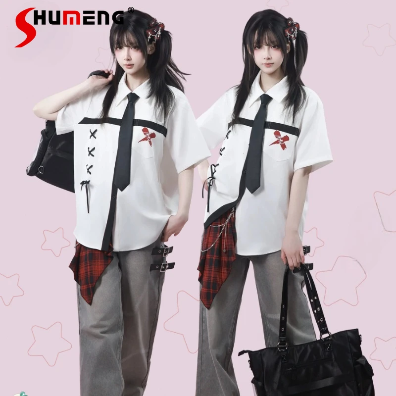 Y2k Clothes Cross Printed Tie Casual Preppy Style Slim Fit Top Shirt 2026 Summer New Japanese Simple White Blouse For Women Girl
Y2k Clothes Cross Printed Tie Casual Preppy Style Slim Fit Top Shirt 2026 Summer New Japanese Simple White Blouse For Women Girl