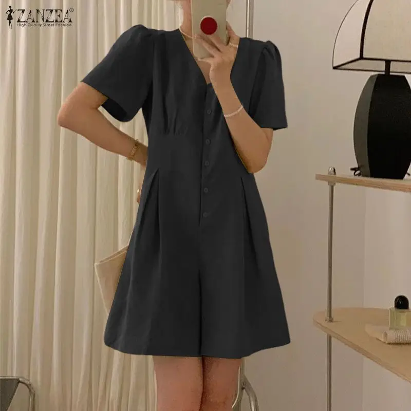 ZANZEA Woman Casual Half-Button Rompers V-Neck Short Sleeve Solid Color Short Jumpsuits Summer 2026 Playsuits Streetwear S-3XL
ZANZEA Woman Casual Half-Button Rompers V-Neck Short Sleeve Solid Color Short Jumpsuits Summer 2026 Playsuits Streetwear S-3XL
