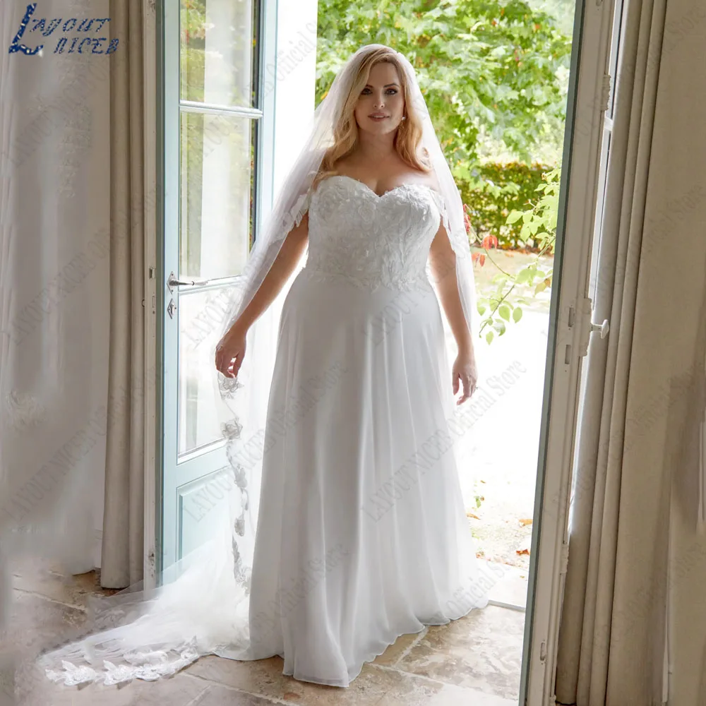 LAYOUT NICEB Plus Size A-Line Chiffon Wedding Gown Off Shoulder Sweetheart Lace Bride Dress Backless vestido de novia Customized
LAYOUT NICEB Plus Size A-Line Chiffon Wedding Gown Off Shoulder Sweetheart Lace Bride Dress Backless vestido de novia Customized