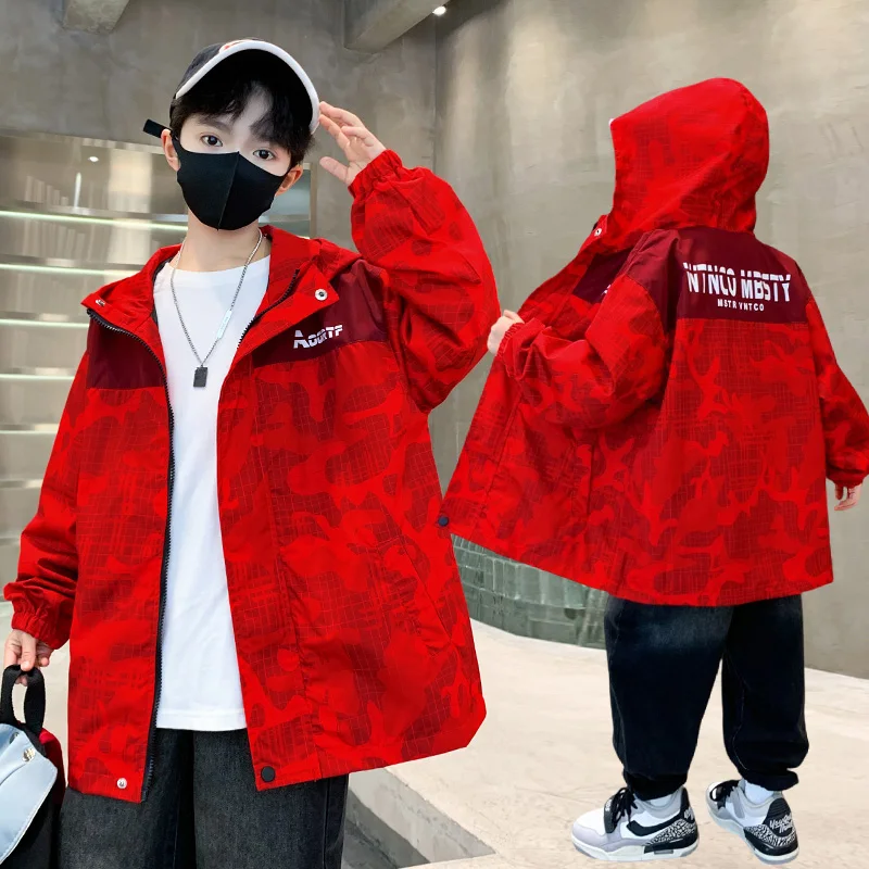 New Autumn Kids Red Military Camouflage Jacket with Hoodies for Teenage Boy Casual Windproof Hooded Coat Child Outdoor Clothes
New Autumn Kids Red Military Camouflage Jacket with Hoodies for Teenage Boy Casual Windproof Hooded Coat Child Outdoor Clothes
