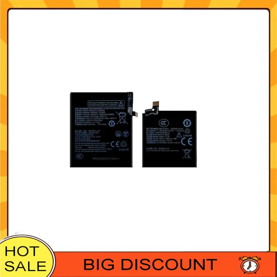 Mobile Phone Battery LI3934T45P8H675654+LI3909T45P8H383646 885mAh-3440mAh For Zte Nubia Flip 5G NX724J
Mobile Phone Battery LI3934T45P8H675654+LI3909T45P8H383646 885mAh-3440mAh For Zte Nubia Flip 5G NX724J