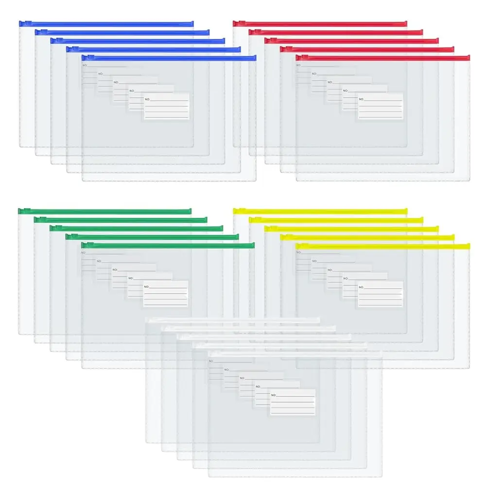 30 PCS Clear Zipper Pouches, Poly Zip Envelopes, Plastic Zipper Folders with Label Pocket, Document Bags for Office (12.8 x
30 PCS Clear Zipper Pouches, Poly Zip Envelopes, Plastic Zipper Folders with Label Pocket, Document Bags for Office (12.8 x