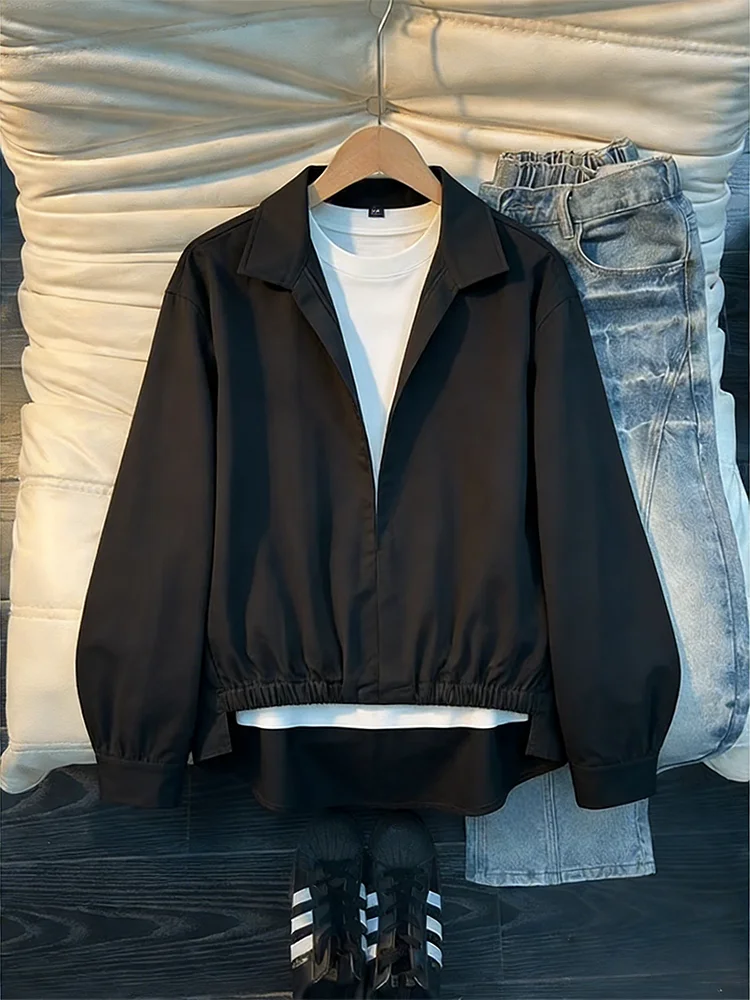 Loose Fit Korean Sle Long Sve Fake Two-Piece irt for Men Casual Classic Cotton irt CleanFit Outerwear Spring Autumn
Loose Fit Korean Sle Long Sve Fake Two-Piece irt for Men Casual Classic Cotton irt CleanFit Outerwear Spring Autumn