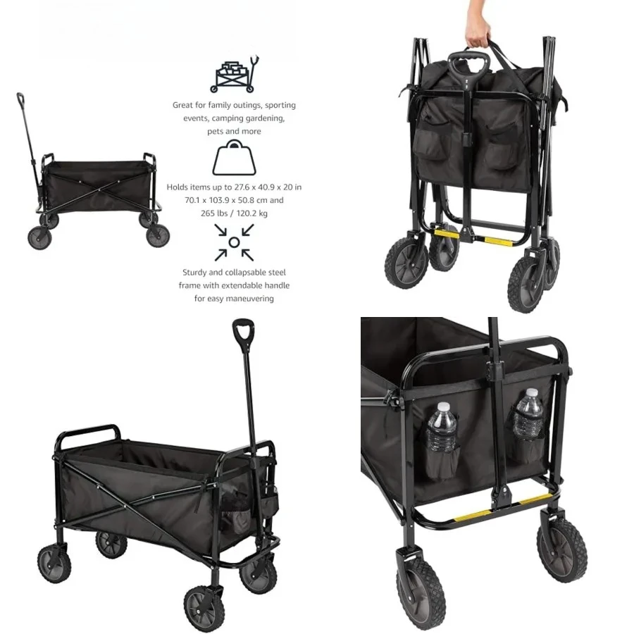 Collapsible Heavy Duty Utility Wagon for Outdoor Sports, Camping, Garden, and Shopping, 265 Pounds Capacity, 27.6 x 40.9 x 20 inches, Black
Collapsible Heavy Duty Utility Wagon for Outdoor Sports, Camping, Garden, and Shopping, 265 Pounds Capacity, 27.6 x 40.9 x 20 inches, Black