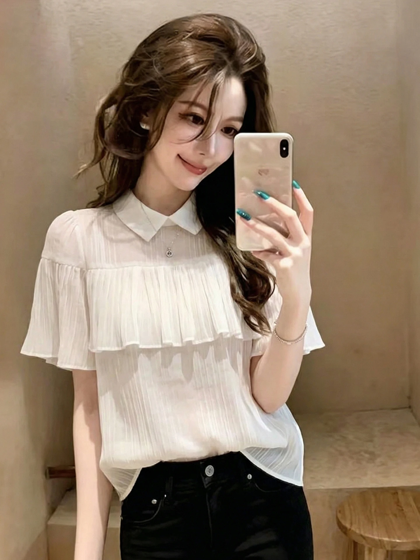 Korean Style Casual Fashionable Design Turn-down Collar Short Sleeve Commute Shirt Women's Summer Versatile Comfortable Top
Korean Style Casual Fashionable Design Turn-down Collar Short Sleeve Commute Shirt Women's Summer Versatile Comfortable Top