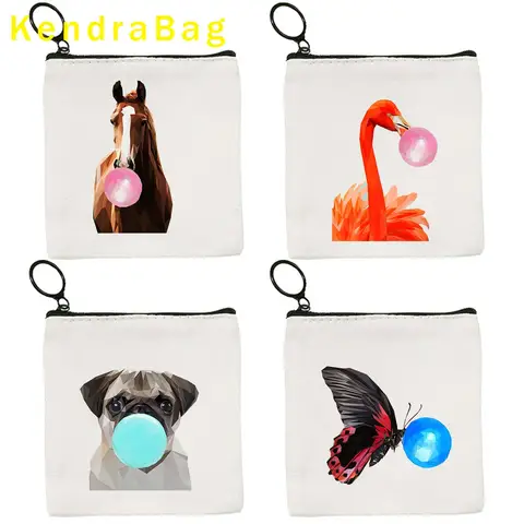 Divertido lindo chicle Animal caballo llave monedero mono tiburón Panda gato perro tigre mariposa perezoso Llama bolsa cartera bolso de lona