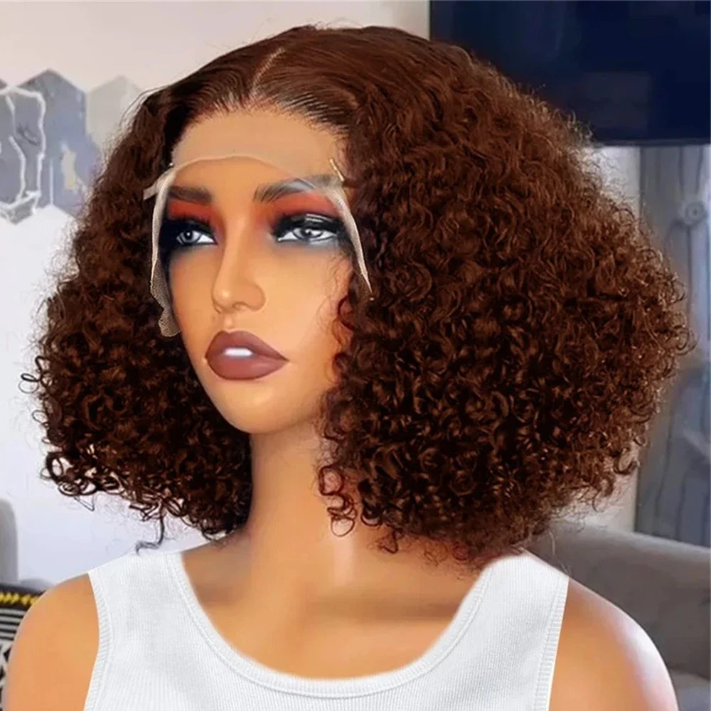 Brown kinky Curly 13x4 Bob Wigs Brazilian Water Deep Wave Short Bob Wig Preplucked Human Hair Wig For Woman Short Pixie #4 Color
Brown kinky Curly 13x4 Bob Wigs Brazilian Water Deep Wave Short Bob Wig Preplucked Human Hair Wig For Woman Short Pixie #4 Color