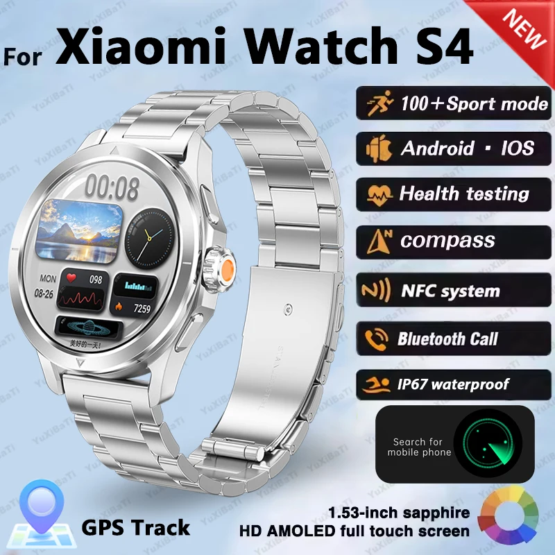 For Xiaomi S4 Ultra Outdoor Sports Smart Watch Men AMOLED Screen NFC GPS Compass Heart rate Waterproof Bluetooth Call SmartWatch
For Xiaomi S4 Ultra Outdoor Sports Smart Watch Men AMOLED Screen NFC GPS Compass Heart rate Waterproof Bluetooth Call SmartWatch