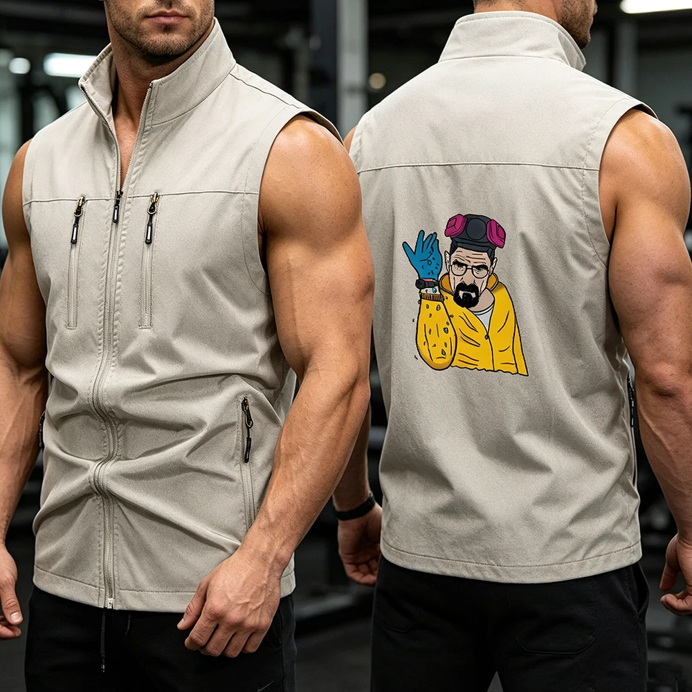 Men's Black Sleeveless Tactical Vest Jacket Character Graphic Outdoor Casual Utility Streetwear Multi-Zipper Pocket Waistcoat
Men's Black Sleeveless Tactical Vest Jacket Character Graphic Outdoor Casual Utility Streetwear Multi-Zipper Pocket Waistcoat