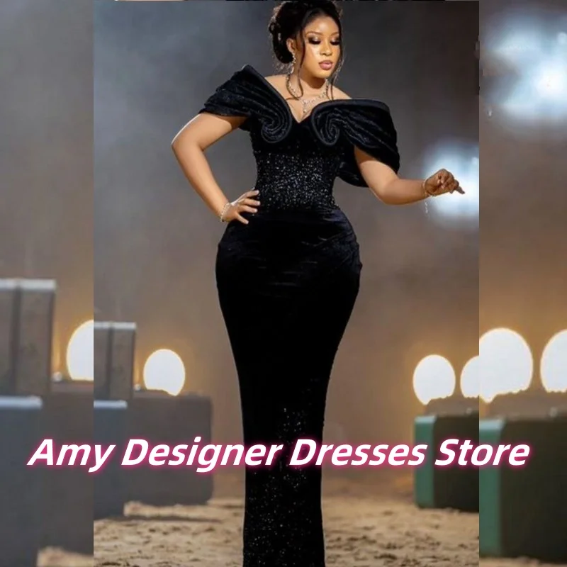 Elegant Black Velvet Evening Dresses Long Mermaid Prom Dress Luxury Sequin Party Gowns African Females Dinner Gown Customized
Elegant Black Velvet Evening Dresses Long Mermaid Prom Dress Luxury Sequin Party Gowns African Females Dinner Gown Customized