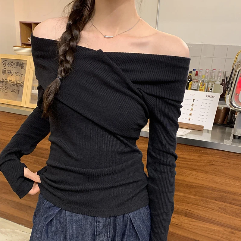 New Chic Cross V-neck Dew Shoulder T Shirts Women Fashion Screw Thread Autumn Winter Long Sleeve Slim Tee Shirt Ladies Tops
New Chic Cross V-neck Dew Shoulder T Shirts Women Fashion Screw Thread Autumn Winter Long Sleeve Slim Tee Shirt Ladies Tops