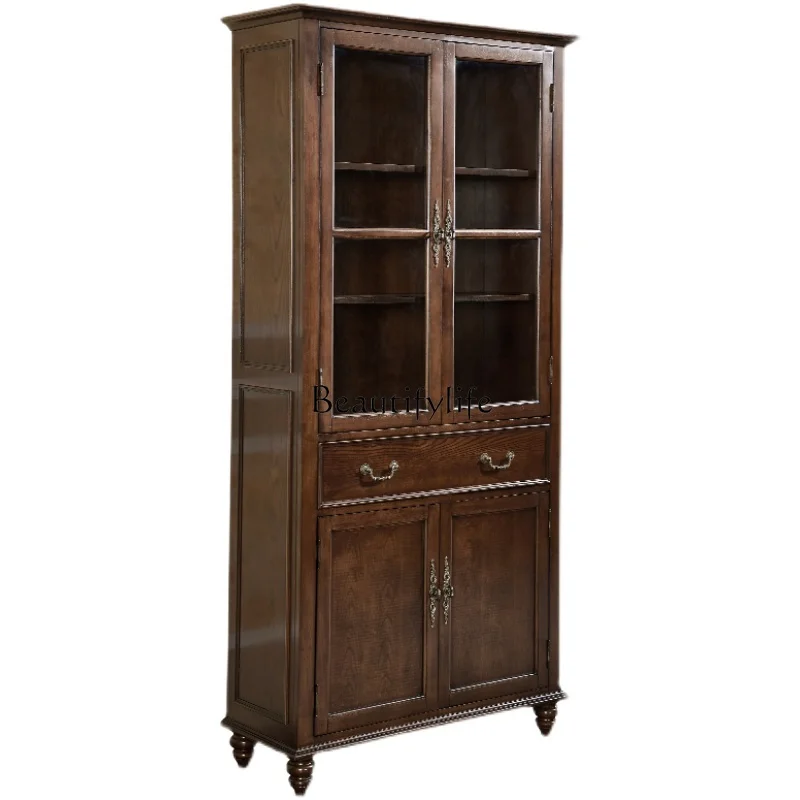 American solid wood bookcase living room with door storage high cabinet ash wood glass display cabinet
American solid wood bookcase living room with door storage high cabinet ash wood glass display cabinet